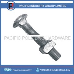 carriage bolt with square nut hot dipped galvanizing