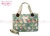 Eco Friendly Green Birds Flower print handbags with 1 zip pocket