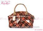 Girls Large Red plaid handbag , Weatherproof Canvas summer handbags