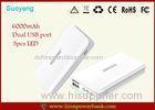 Waterproof white Dual USB Universal Portable Power Bank ABS battery for mobile devices