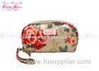 Water Resistant flower small makeup travel bag with one zip pocket