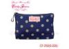 Fashion ladies Personalized Makeup Bags / ladies wash bags , Blue And Yellow polka dot