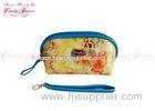 Yellow PVC Cosmetic Floral Canvas Bag / Personalized small makeup bags