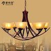 Europe Style Wrought Iron Pendant Lamp 8 Light with Glass Shade , Bordeaux Side-wiping