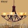 Europe Style Wrought Iron Pendant Lamp 8 Light with Glass Shade , Bordeaux Side-wiping