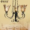 Vintage Amber Modern Metal Chandelier Lighting with Glass , Hanging Chain Lamp