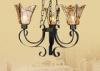 64cm Height Big Retro Wrought Iron Amber Glass Chandelier Lights / Lamp for Bathroom