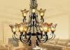 Commercial Decorative Amber Glass Large Hotel Chandeliers 9 Light with Adjustable Chain