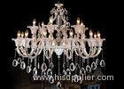 Luxurious Modern Glass Chandeliers 18 Lights For Villa , Wrought Iron Chandeliers