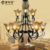 Matte Black Vintage Amber Drawbench Antique Chandelier Pendant Lighting , E27 Light Base