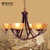 Classic Hotel Pendant Lamp , 6 Light Wrought Iron Chandelier With Bordeaux Side-wiping Lamp