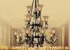 Large Black Hotel Modern Glass Chandeliers 15 Light , Iron and Glass Traditional Pendant Chandelier