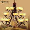 Cream Shade Downwards Wrought Iron Chandelier 3 Layers 18 Heads For Villas