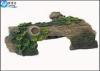 Hollow Log Tree Aquarium Ornament With Green Plants , Custom Tropical Fish Tank Decorations