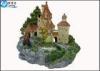 Luxury Castle Aquarium Resin Ornaments With Landscaping Rockery And Waterwheel