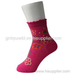 Ruffled Cuff Girl Pink Socks