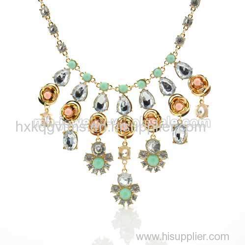 Snow And Flower Shape Drop Alloy Pendants Necklace