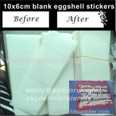 Custom 10x6cm blank eggshell sticker Self destructive eggshell graffiti sticker Destructible vinyl eggshell stickers
