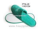 Green Cotton Velour Disposable Hotel Slippers With Dotted Anti-Slipping Sole