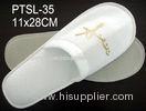 Pulled Hair Fabric Disposable Hotel Slippers Of Closed Toe With 5mm Eva Sole