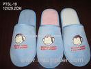 Monkey Cartoon Logo Disposable Hotel Slippers Polyester Velour Blue Color