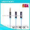 4 Pole 3.5mm Stereo Audio Cable Male to 2 Female with PVC Jacket Aux Soft Wire for Phone