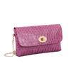 Leather Clutch Handbags With Embossed Crocodile Leather Lady Long Chain Clutch Bags