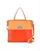 Detachable Shoulder Strap Real Leather Handbag Orange For Womens