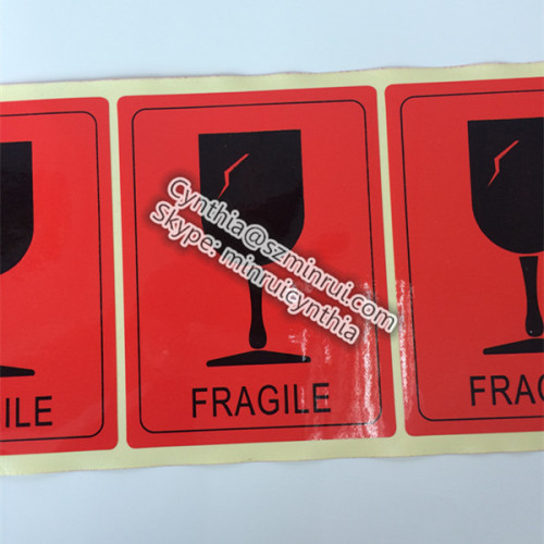 Weatherproof Adhesive PVC PET Fragile Warning Lable Shipping Supply 