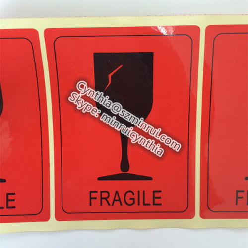 Weatherproof Adhesive PVC PET Fragile Warning Lable Shipping Supply 