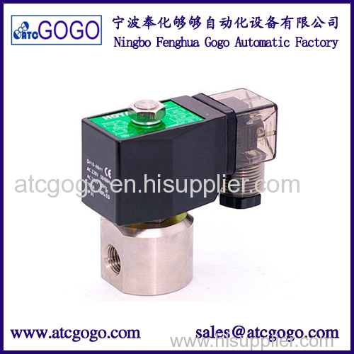 200bar 2 way stainless steel solenoid valve for air water oil