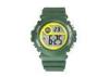 Multifunction Green Band Silicone LCD Digital Watch With Stainless Steel Back Case