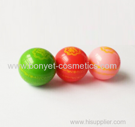 silk printing colorful 38mm ball shape lip balm cases
