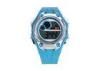 Cute Blue Stainless Steel Case Back LCD Digital Watches For Women With PC Strap