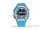 Cute Blue Stainless Steel Case Back LCD Digital Watches For Women With PC Strap