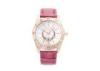 Pink Diamond Metal Case Leather Quartz Watches For Lady , 30m Water Resistant