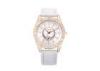 Pure White Leather Japan Movt Quartz Watch For Girl , Stainless Steel Back
