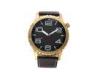 Golden Business Men Analog Quartz Watch Japan Movt , Leather Strap Wristwatch