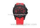 Red Dual Time Display Quartz Digital Wrist Watches For Men With Stainless Steel Case