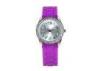Jelly Diamond Lady Silicone Wristband Watches waterproof , Hermosa Pink Strap