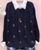 Embroidery cherry Girls' sweater