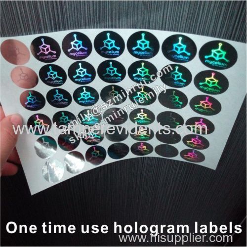 Custom one time use 3D&2D security hologram stickers with customized hologram logo and texts