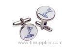 Zinc Alloy, Aluminum, Stainless Steel Cufflink With Synthetic Enamel, Offset Printing And Nickel Pla
