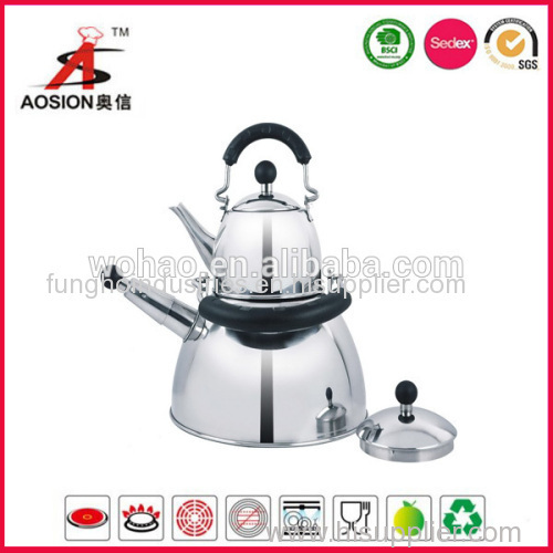 double stainless steel whistling kettle with moving handle