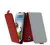 Crystal And Vertical Red PU Leather Flip Phone Case Cover For Samsung S4 9500