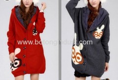 Sweater coat loose big code plus cashmere thickening