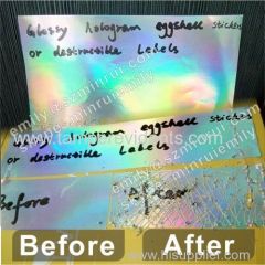 Custom Glossy Plain Hologram Eggshell Sticker Papers Sheets Security Hologram Holographic Ultra Destructive Vinyl