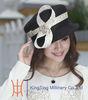 Cute Exclusive Special Occasion Black / White Lady Church Hats , Big Round Crown