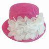 Women's Straw Hat, Decorated with White Chiffon Flower, Various Sizes/Colors, OEM Orders Accepted