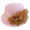 Women's Fashionable Straw Hat with Flower Design, Suitable for Activities in Sun